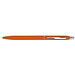 Schlanker, gummierter Druckkugelschreiber, blaue Mine, orange